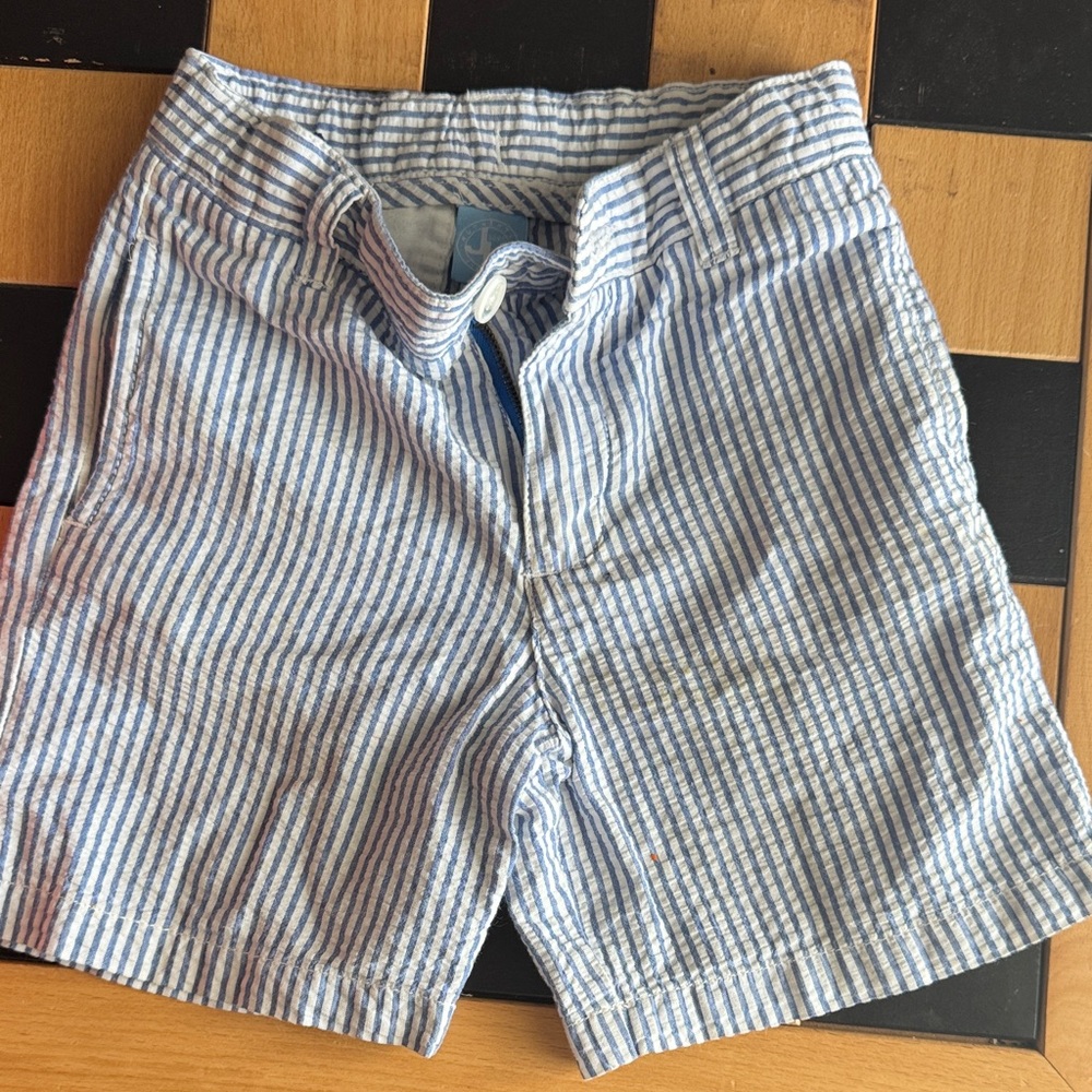 J. Khaki Blue and White Striped Shorts